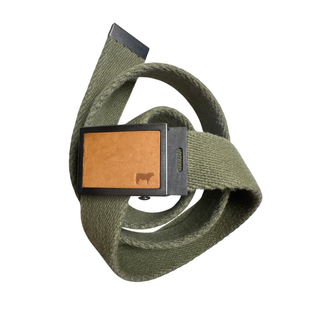 Will Leather Goods Mens Gunner Belt Army Green Leather Buckle Canvas 39 Military